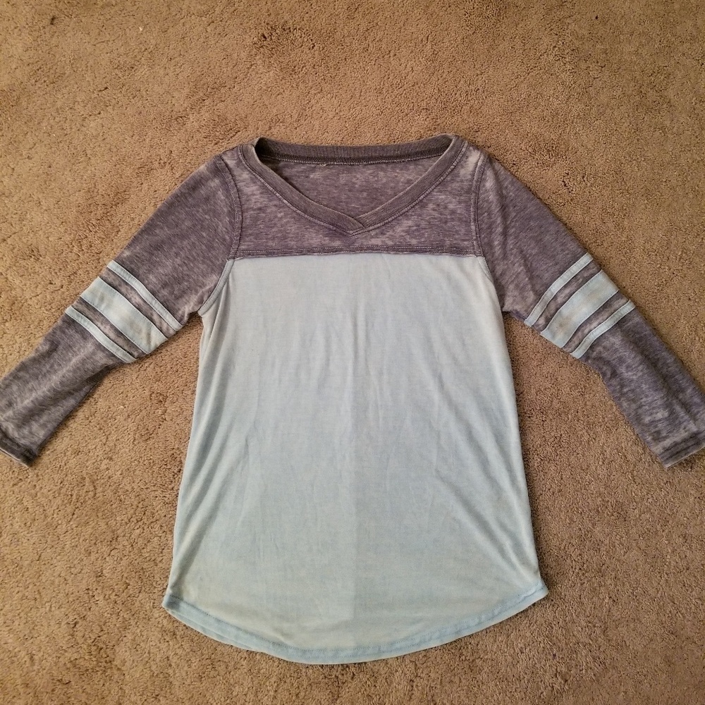 Soft blue baseball tee
